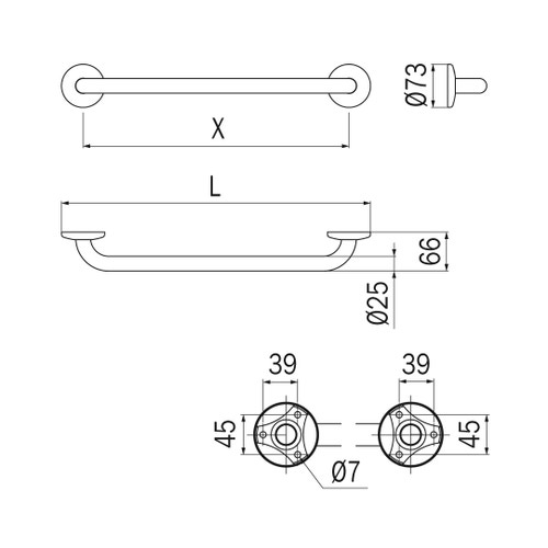 Immagine di Inda Maniglione L.67 cm, finitura cromo A0490CCR