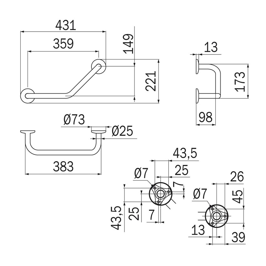 Immagine di Inda Maniglione L.43 cm, reversibile, finitura cromo A0491TCR