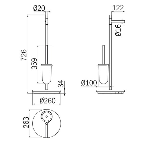 Immagine di Inda Piantana con portarotolo e portascopino, finitura cromo AV086DCR
