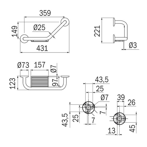 Immagine di Inda Maniglione reversibile con cestino, finitura cromo A0492TCR