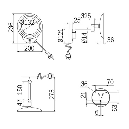 Immagine di Inda MY MIRROR specchio ingranditore a parete, con braccio snodato, finitura cromo AV258ACR