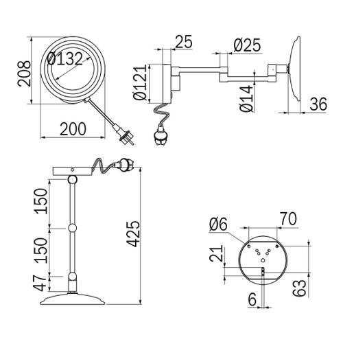 Immagine di Inda MY MIRROR specchio ingranditore a parete, con doppio braccio snodato, finitura cromo AV258BCR