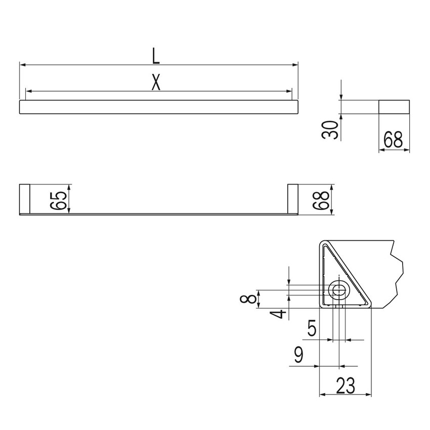 Inda A8818CNS INDISSIMA portasalviette L.62 cm, finitura acciaio inox  spazzolato