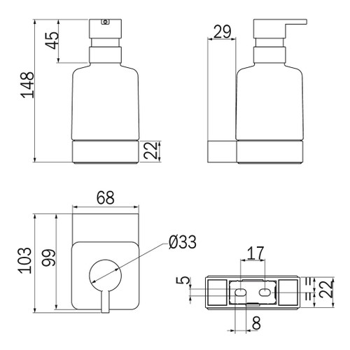 Immagine di Inda INDISSIMA_CHROME spandisapone a parete, con contenitore in vetro satinato, finitura cromo A88120CR21