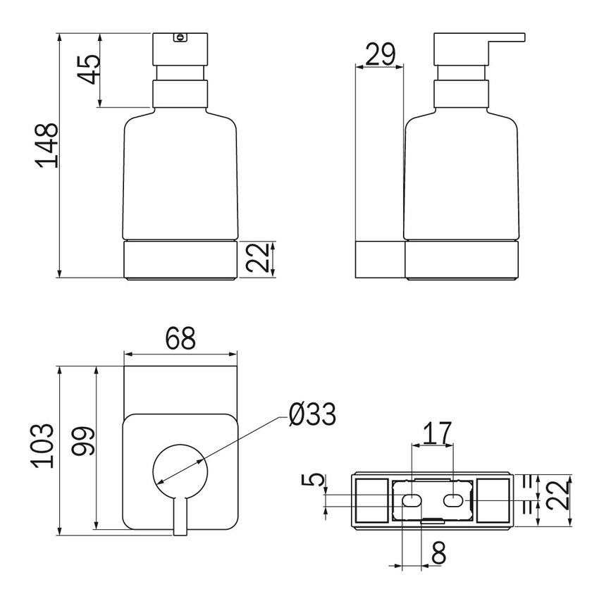 Immagine di Inda INDISSIMA_CHROME spandisapone a parete, con contenitore in vetro satinato, finitura cromo A88120CR21