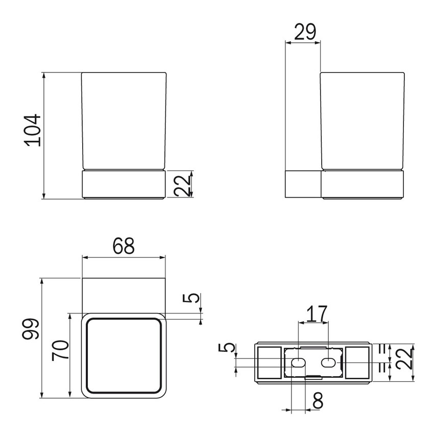 Immagine di Inda INDISSIMA_CHROME portabicchiere a parete, con contenitore in vetro satinato, finitura cromo A88100CR21