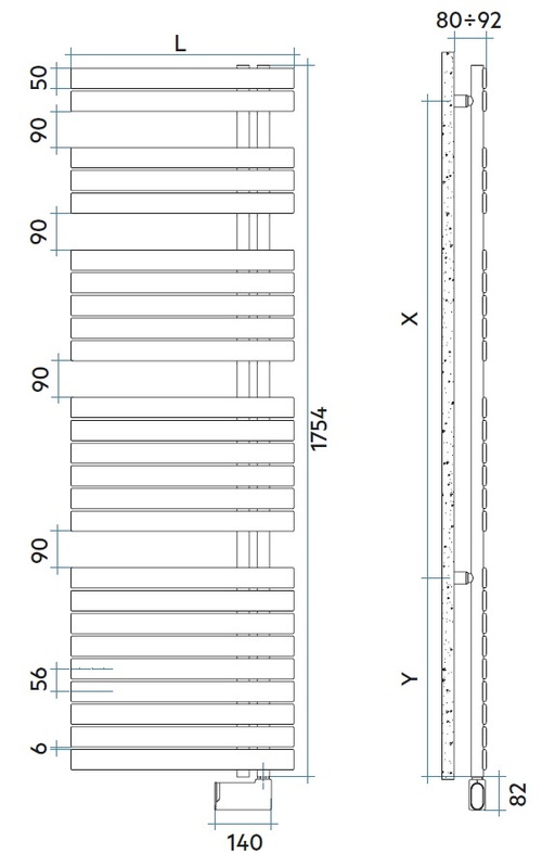Immagine di Irsap SOUL ELETTRICO scaldasalviette attacco destro 25 tubi, 4 intervalli, H.175,4 L.55 P.5 cm, con resistenza WiFi, colore bianco SRG055E01IR01NNN01