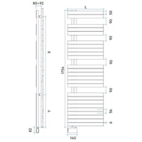 Immagine di Irsap SOUL ELETTRICO scaldasalviette attacco sinistro 25 tubi, 4 intervalli, H.175,4 L.55 P.5 cm, con resistenza WiFi, colore bianco SNG055E01IR01NNN01