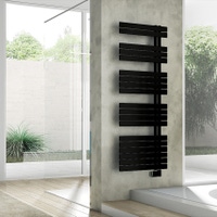 Immagine di Irsap SOUL ELETTRICO scaldasalviette attacco destro 19 tubi, 4 intervalli, H.141,8 L.55 P.5 cm, con resistenza WiFi, colore nero finitura opaco Cod.K1 SRL055EK1IR01NNN01