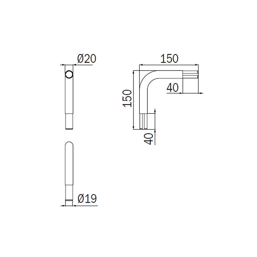 Immagine di Inda Curva in ottone, finitura cromo A05480CR003