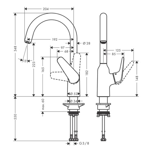 Immagine di Hansgrohe M42 miscelatore cucina monocomando 220, 1 jet, finitura cromo 71802000