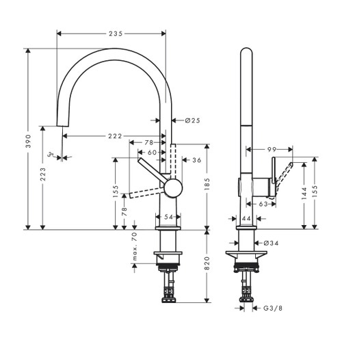 Immagine di Hansgrohe M54 miscelatore cucina monocomando 220, 1 jet, finitura cromo 72804000