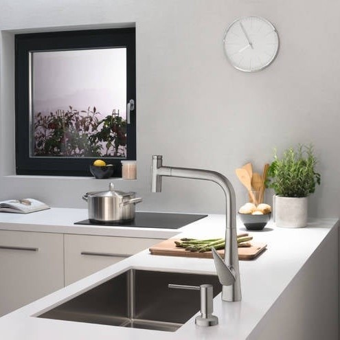 Immagine di Hansgrohe M51 miscelatore cucina monocomando 300, doccetta estraibile, 2 jet, sBox, finitura cromo 73867000