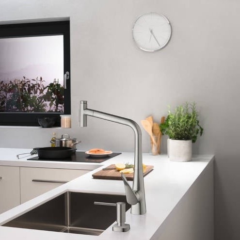 Immagine di Hansgrohe M71 miscelatore cucina monocomando 320, doccetta estraibile, 2 jet, sBox, finitura cromo 73816000