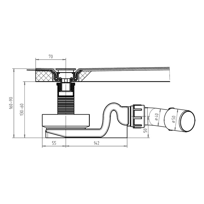 Immagine di Kaldewei Nexsys scarico KA 4121, altezza del sifone 5 cm 687771210000