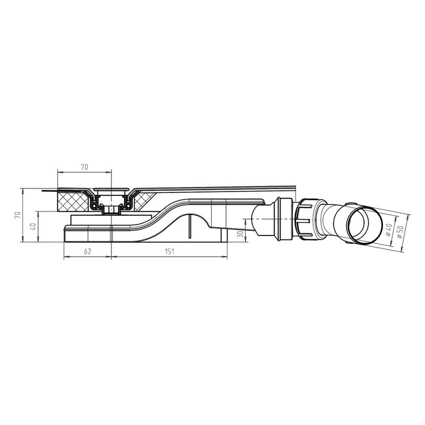 Immagine di Kaldewei Nexsys scarico KA 4122, altezza del sifone 25 cm 687771220000