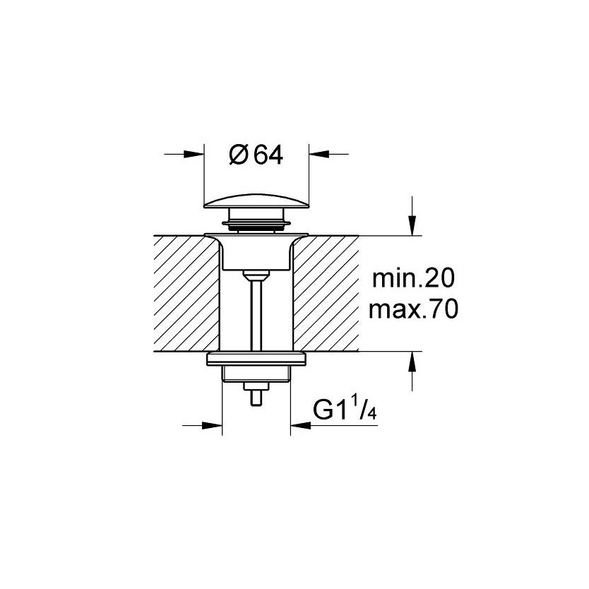 Immagine di Grohe Piletta di scarico con apertura e chiusura manuale (clic clac), finitura cromo 65807000