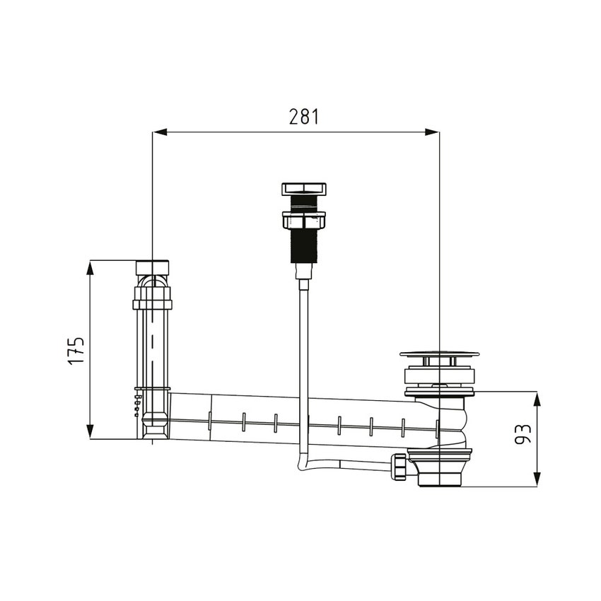 Immagine di Kaldewei Scarico e troppopieno Clou con cavo e manopola, copertura dello scarico rotonda e smaltata, pomello finitura cromo 905500000001