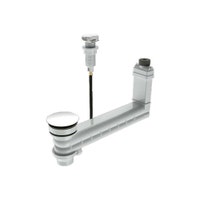 Immagine di Kaldewei Scarico e troppopieno Clou con cavo e manopola, copertura dello scarico rotonda e smaltata, pomello colore bianco alpino 910200010001