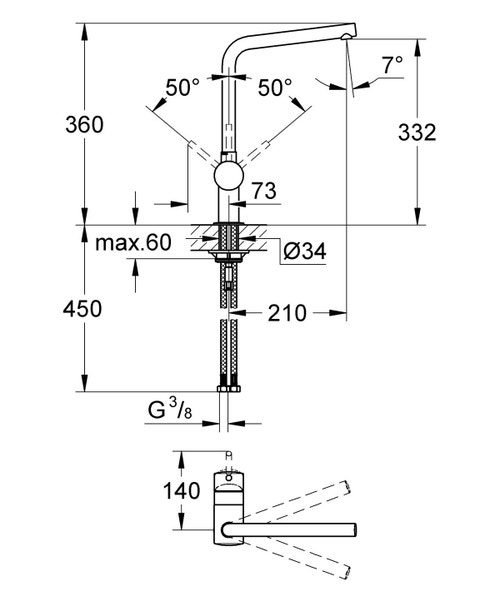 MIscelatore monocomando per lavello