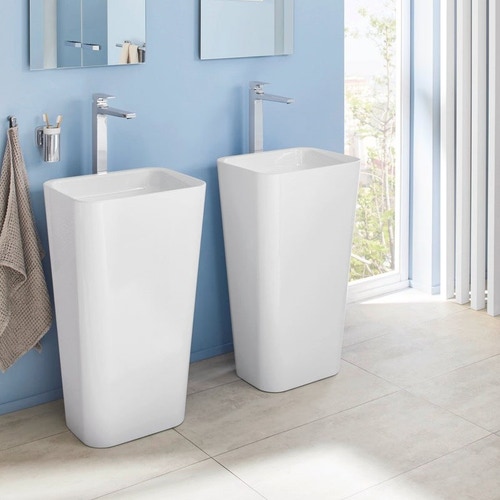 Immagine di Kaldewei MEISTERSTÜCK EMERSO lavabo a colonna da centro stanza L.52 P.42 cm, colore bianco alpino 904806023001