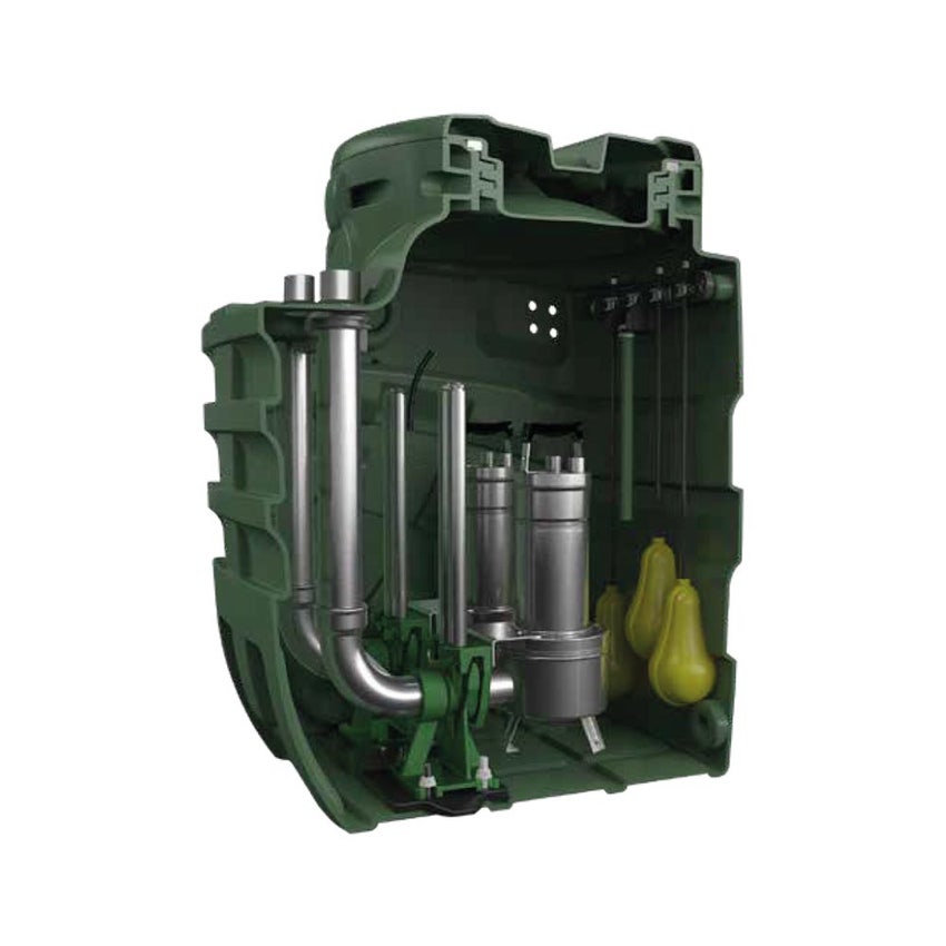 Immagine di Dab Pumps FEKAFOS 280 2" DOUBLE Stazione automatica di raccolta e sollevamento acque reflue domestiche da impianti al di sotto della rete fognaria, capacità 280 litri, predisposta per due pompe (non incluse) 60163426