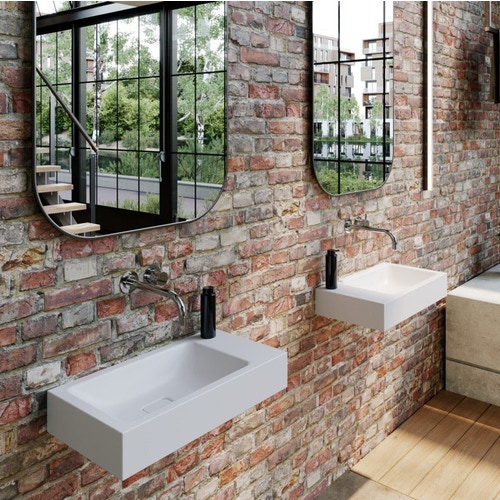 Immagine di Kaldewei CONO lavamani a parete 55 cm, destra, monoforo, senza troppopieno, colore bianco alpino 908006013001