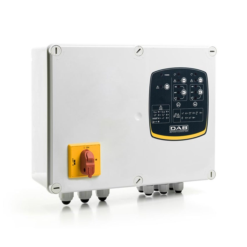 Immagine di Dab Pumps EBOX PLUS 230-400V/50-60 Quadro elettronico di comando per protezione e funzionamento automatico di una o due elettropompe monofasi/trifasi per applicazioni domestiche, civili e industriali 60163215