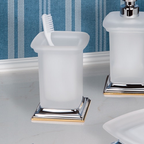 Immagine di Colombo Design PORTOFINO porta bicchiere d'appoggio, finitura cromo/oro zecchino B32410CR2-VAN