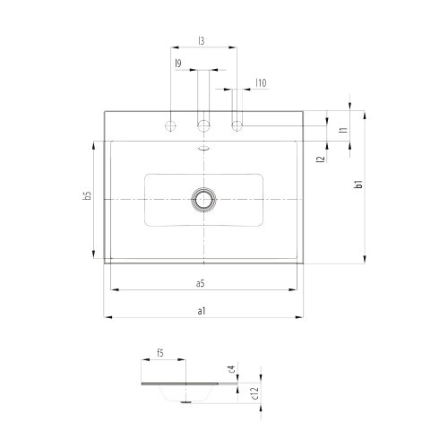 Immagine di Kaldewei PURO lavabo da semincasso 46 cm, senza foro, con troppopieno, colore bianco alpino 900006003001