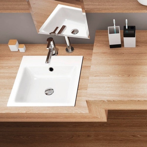 Immagine di Kaldewei PURO lavabo da semincasso 46 cm, senza foro, con troppopieno, colore bianco alpino 900006003001