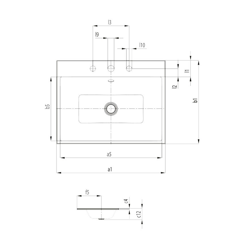 Immagine di Kaldewei PURO lavabo da incasso L.90 P.46 cm, 3 fori, con troppopieno, colore bianco alpino 900206033001