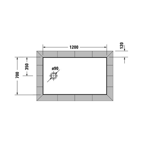 Immagine di Duravit TEMPANO piatto doccia filo pavimento rettangolare L.120 P.70 cm, con foglio impermeabile premontato e Antislip, colore bianco finitura lucido 720196000000001