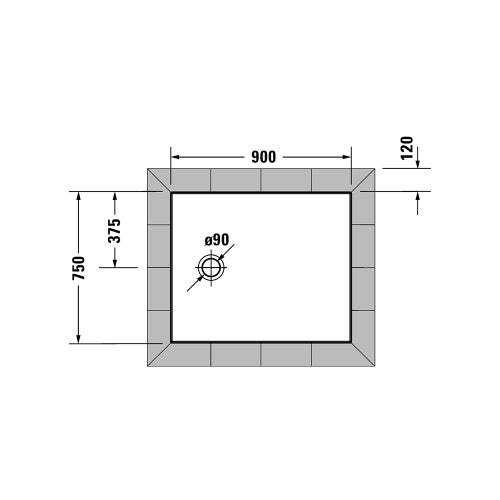 Immagine di Duravit TEMPANO piatto doccia filo pavimento rettangolare L.90 P.75 cm, con foglio impermeabile premontato e Antislip, colore bianco finitura lucido 720191000000001