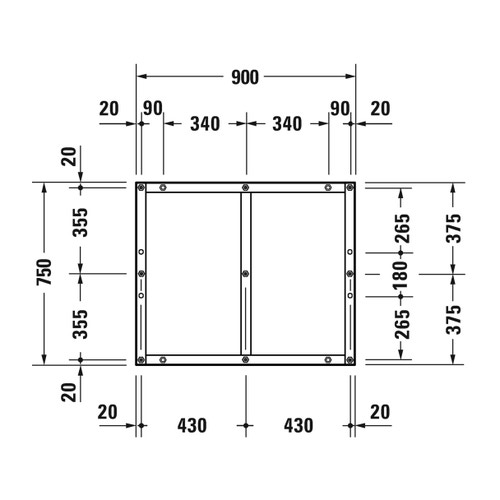Immagine di Duravit Telaio con piedi L.90 P.75 cm, regolabili in altezza 70-100 791377000000000