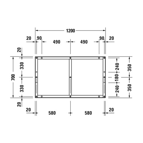 Immagine di Duravit Telaio con piedi L.120 P.70 cm, regolabili in altezza 70-100 791382000000000