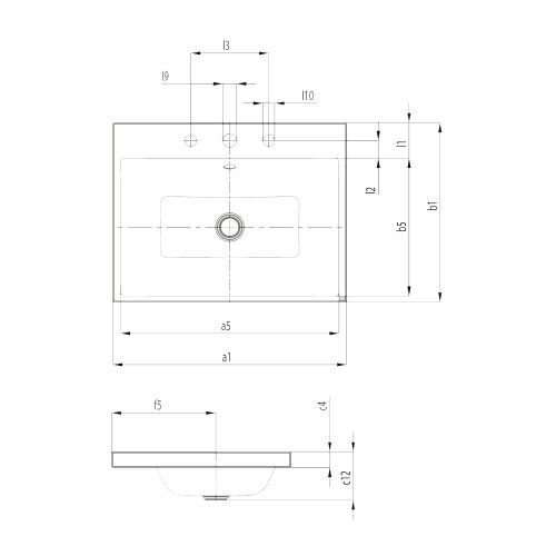 Immagine di Kaldewei PURO lavabo da appoggio 46 cm, altezza bordo 4 cm, senza foro, con troppopieno, colore bianco alpino 900306003001
