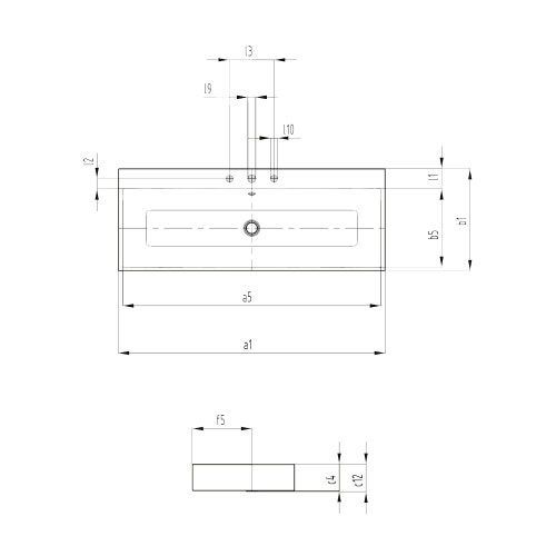 Immagine di Kaldewei PURO lavabo da appoggio L.90 P.46 cm, altezza del bordo 12 cm, 3 fori, con troppopieno, colore bianco alpino 900806033001