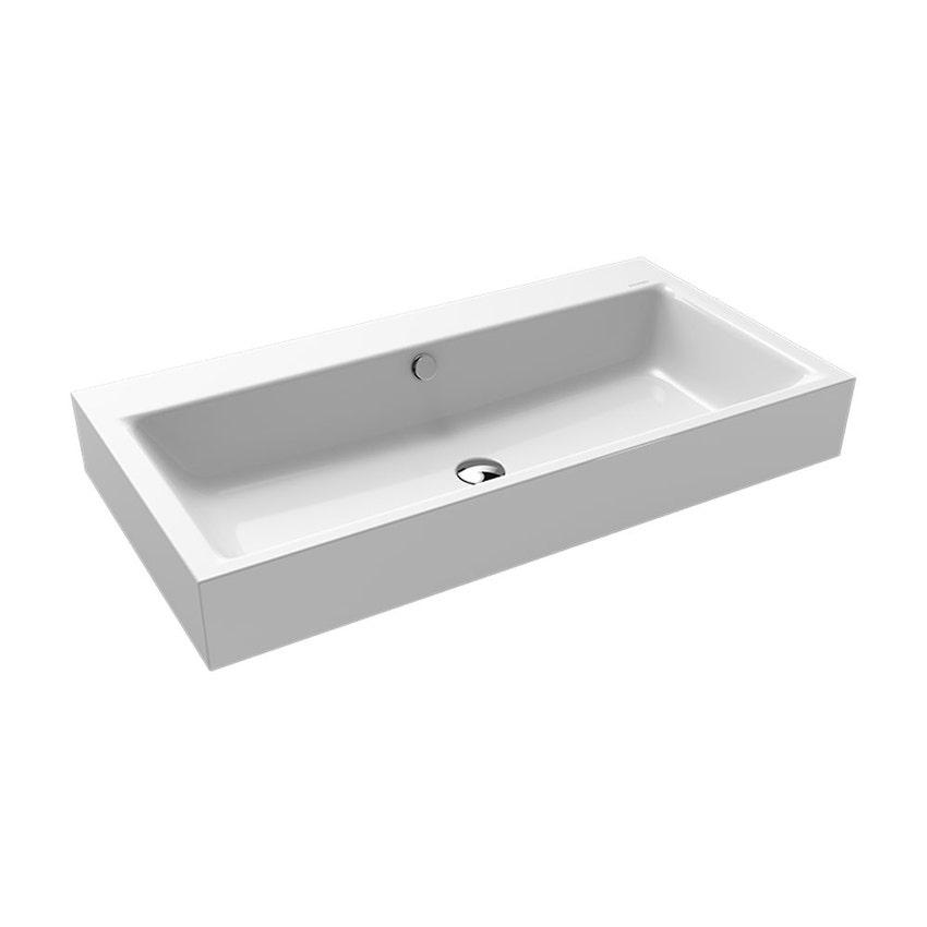 Immagine di Kaldewei PURO lavabo da appoggio L.90 P.46 cm, altezza del bordo 12 cm, monoforo, con troppopieno, colore bianco alpino 900806013001