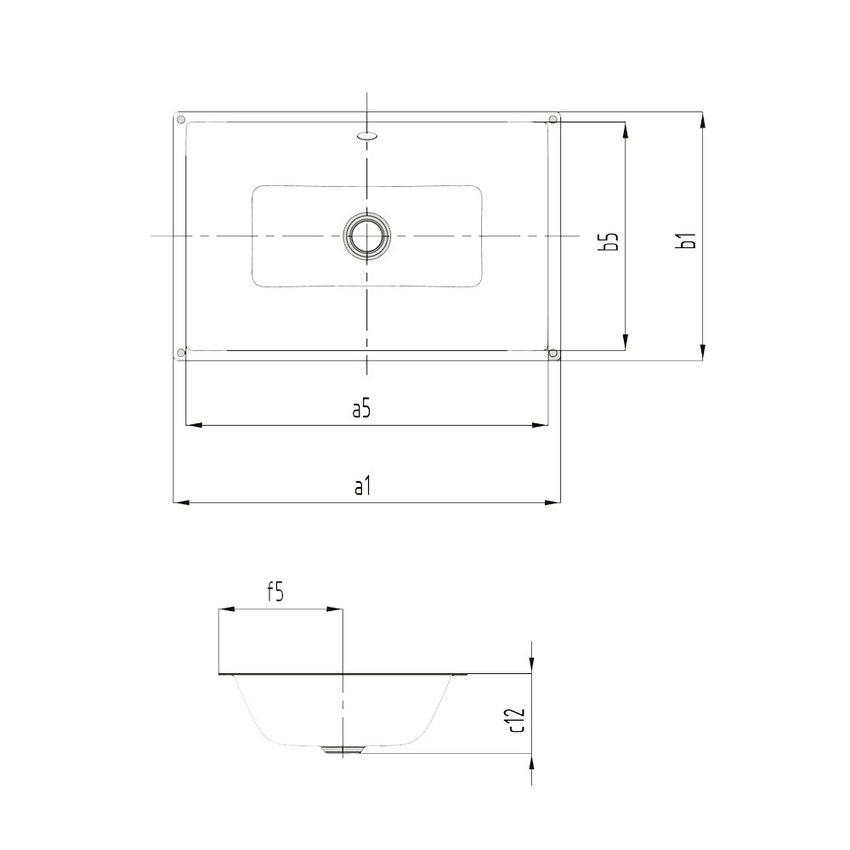 Immagine di Kaldewei PURO lavabo da sottopiano L.46 P.38,5 cm, senza foro, con troppopieno, colore bianco alpino 900906003001