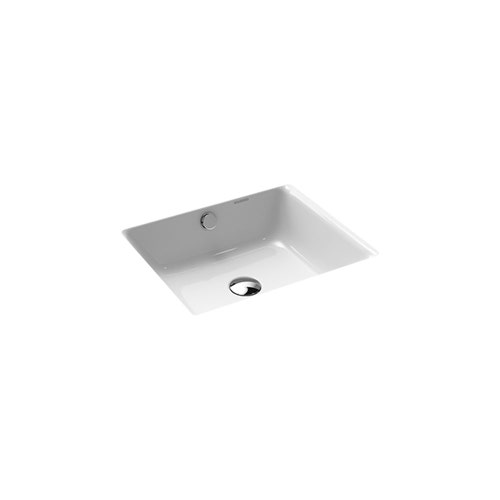 Immagine di Kaldewei PURO lavabo da sottopiano L.46 P.38,5 cm, senza foro, con troppopieno, colore bianco alpino 900906003001