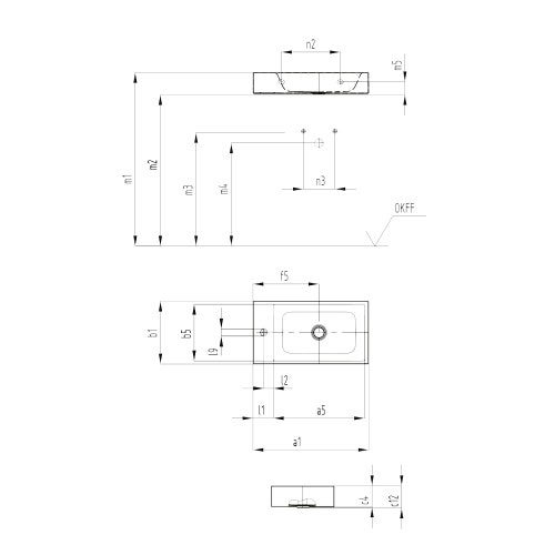 Immagine di Kaldewei PURO lavabo da parete L.55 P.30 cm, versione destra, monoforo, senza troppopieno, colore bianco alpino 901206303001