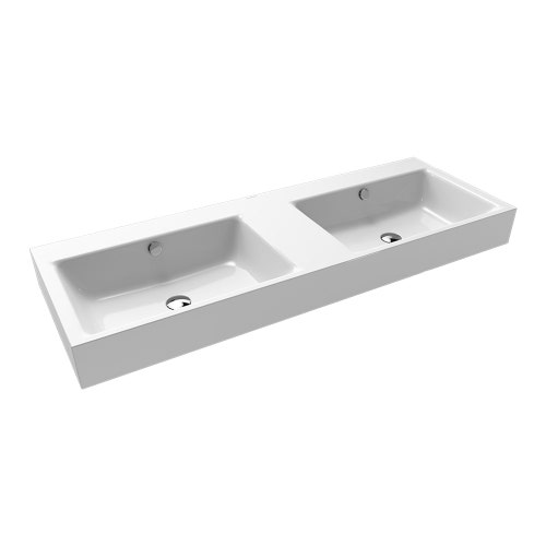 Immagine di Kaldewei PURO DOPPIO lavabo da parete L.130 P.46 cm, 2 fori tripli, con doppio troppopieno, colore bianco alpino 906706053001