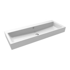 Immagine di Kaldewei PURO DOPPIO lavabo da appoggio L.120 P.46 cm, altezza del bordo 12 cm, senza foro, con troppopieno, colore bianco alpino 907006003001