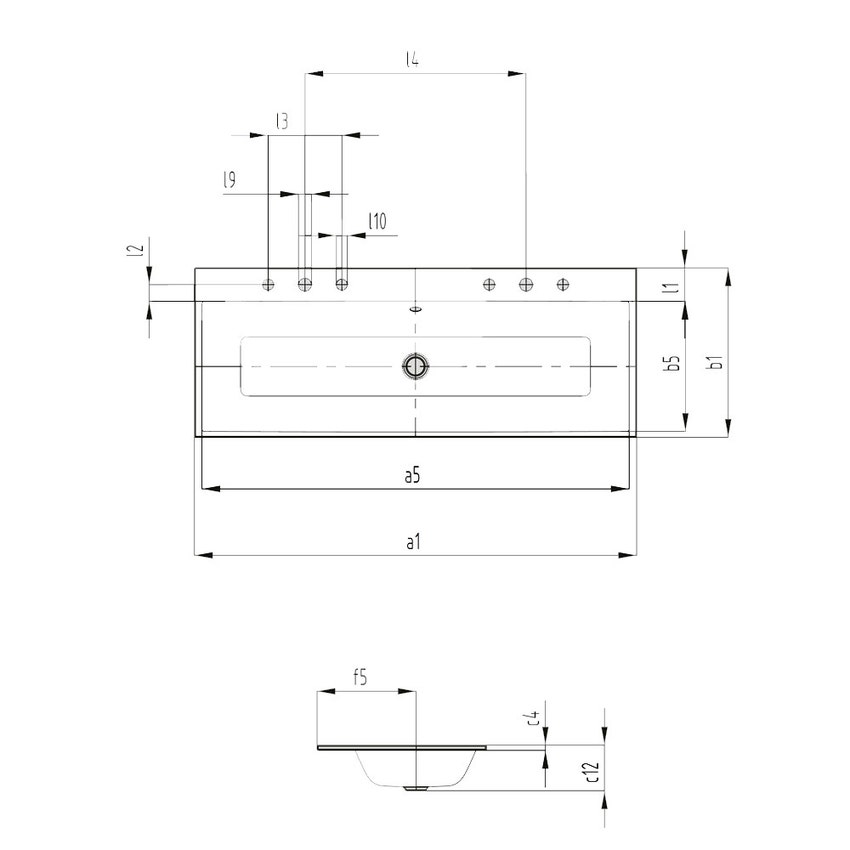 Immagine di Kaldewei PURO lavabo doppio da incasso L.120 P.46 cm, senza fori, con troppopieno, colore bianco alpino 907106003001