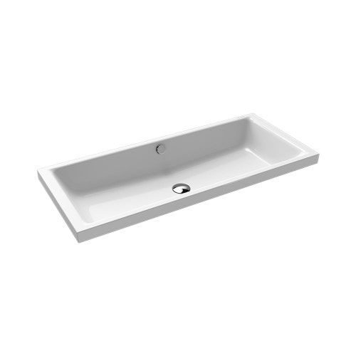 Immagine di Kaldewei PURO S lavabo da appoggio L.90 P.38.5 cm, altezza del bordo 4 cm, senza foro, con troppopieno, colore bianco alpino 909006003001