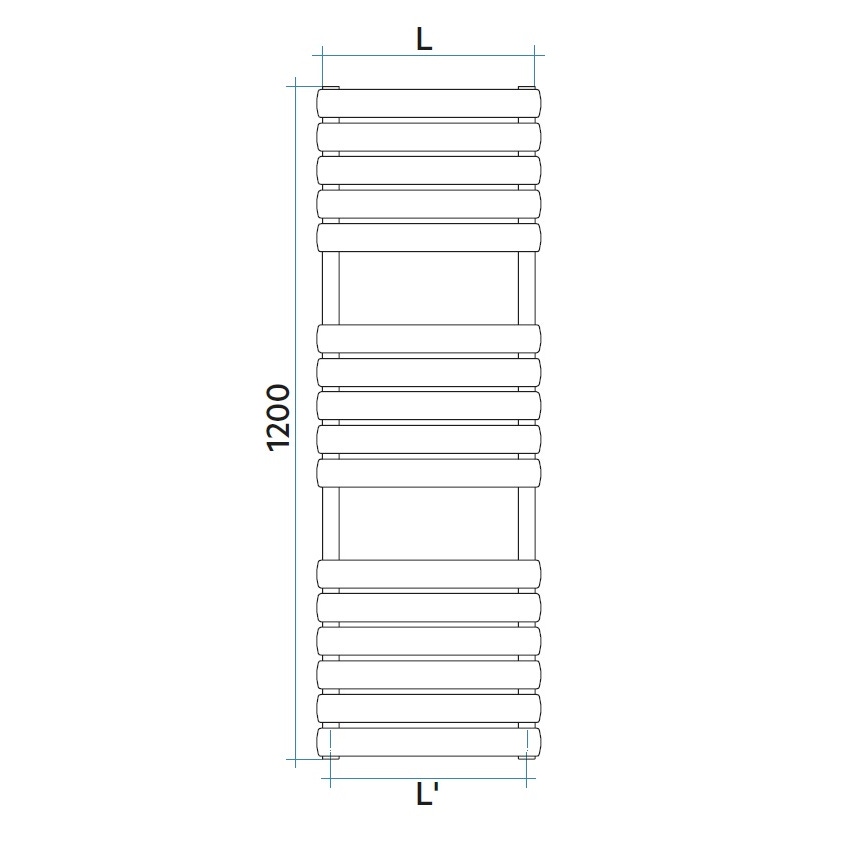 Immagine di Irsap ELLIPSIS_B scaldasalviette 16 tubi, 2 intervallI H.120 L.50 P.5.3 cm, colore nero satinato finitura ruvido ELM050B30IR01NNN01