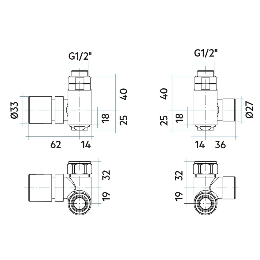 Immagine di Irsap kit valvola sinistra e detentore destro a squadro SALVASPAZIO, termostatizzabile per funzionamento misto, attacco rame/multistrato da 1/2", finitura cromo VALKITSQMISTS50
