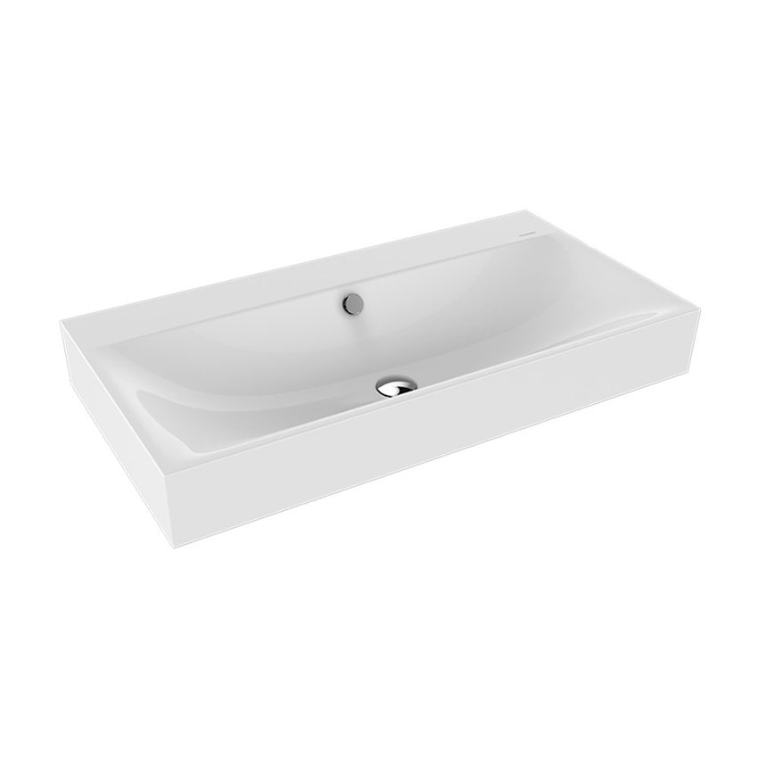 Immagine di Kaldewei SILENIO lavabo da appoggio L.90 P.46 cm, altezza del bordo 12 cm, senza foro, con troppopieno, colore bianco alpino 904206003001