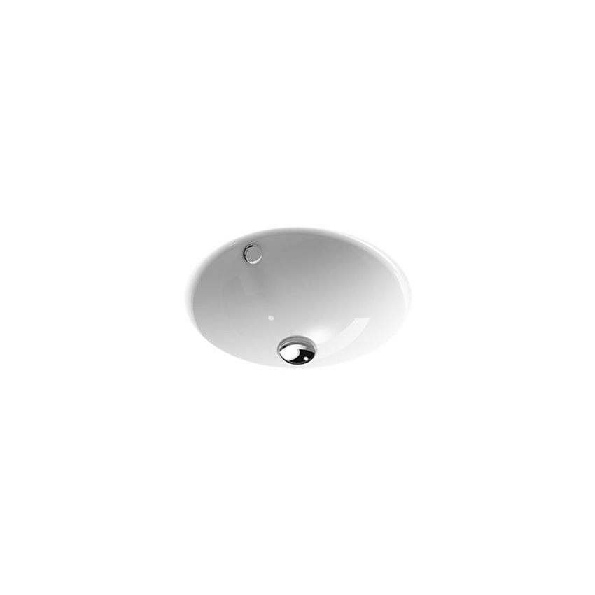 Immagine di Kaldewei CLASSIC lavabo sottopiano Ø 36 cm, senza fori, con troppopieno, colore bianco alpino 910106003001